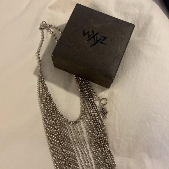 Silver fringe bead necklace - Picture 1 of 5